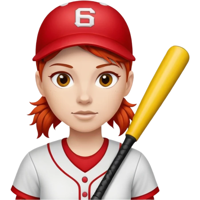 Softball player with red hair emoji