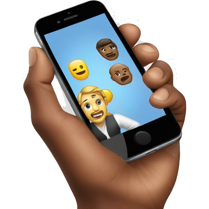 front side iPhone in man hand emoji