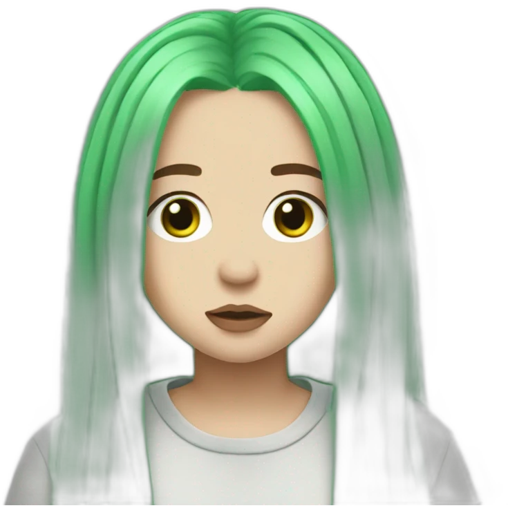Billie eilish with green ahair emoji
