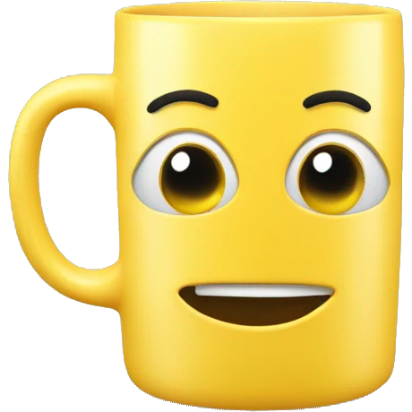 yellow mug with thumbs up and face emoji