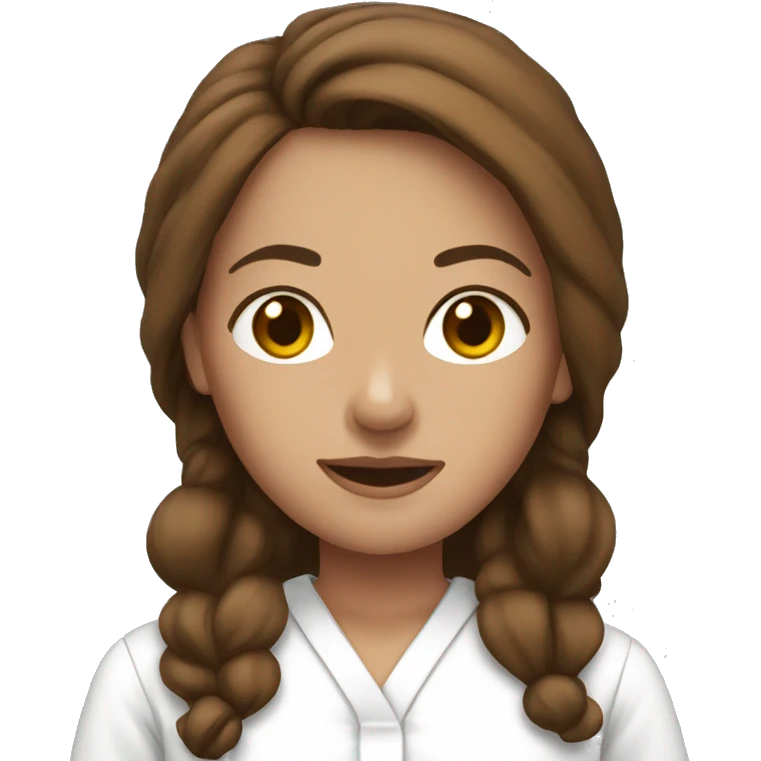 Woman with brown hair in white pjs emoji