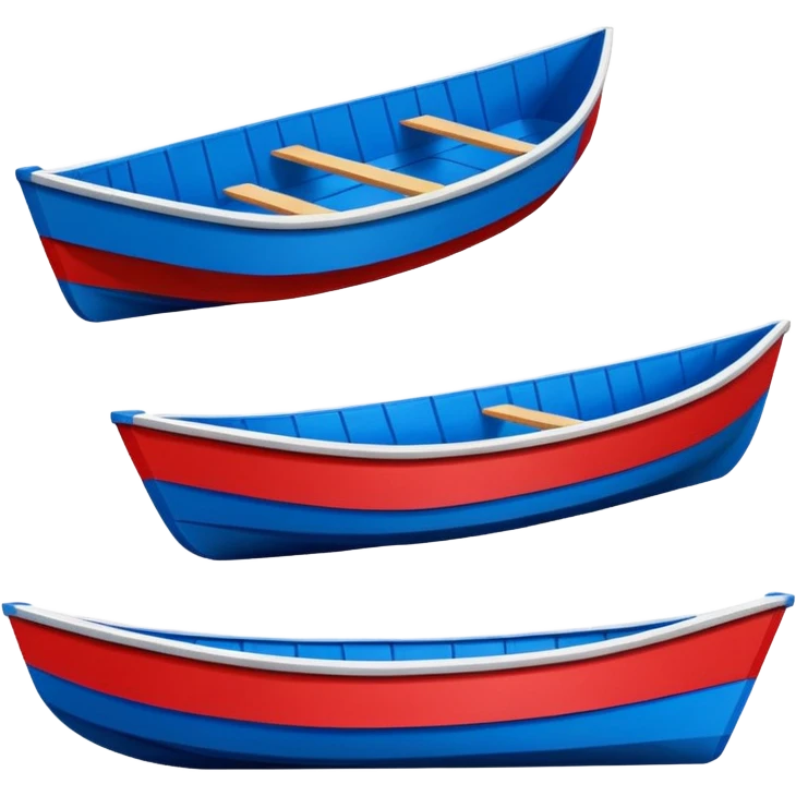 Brightly painted Cardboard dinghy boat with straight sides, very basic design pointed on one end, flat on the rear  emoji