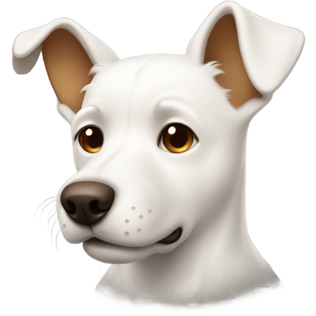 White dog with brown ears has his eyes closed emoji