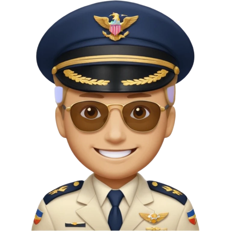 Slack-style emoji of a pilot wearing a navy captain hat going on a vacation emoji