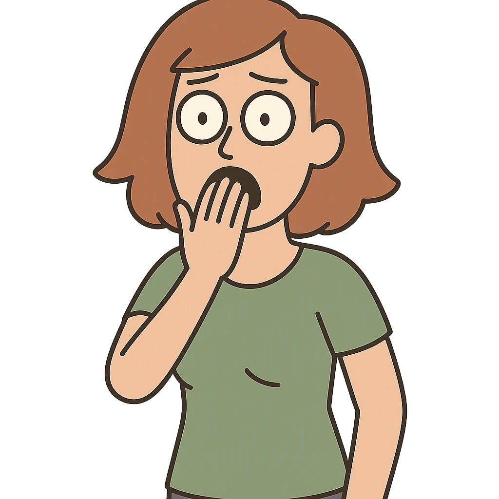 şaşırmış bir yüz, elini ağzına götürmüş, cartoon style emoji
