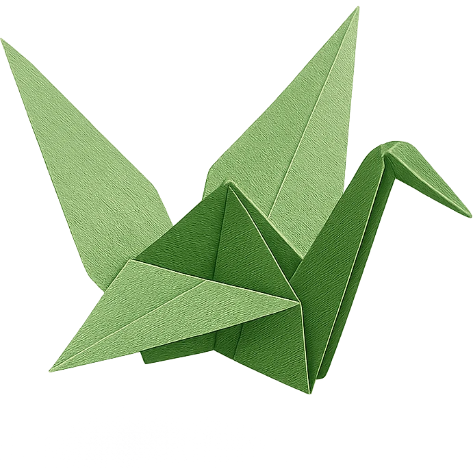 green origami paper crane emoji