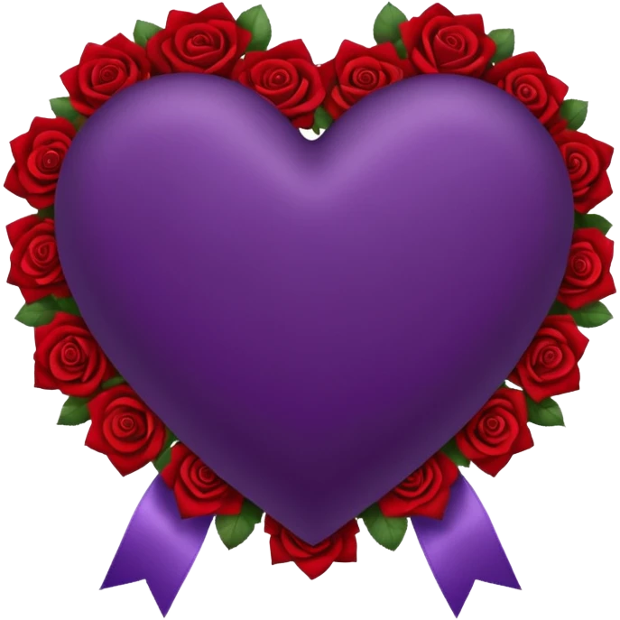 Dark purple herat with ribbon and roses emoji