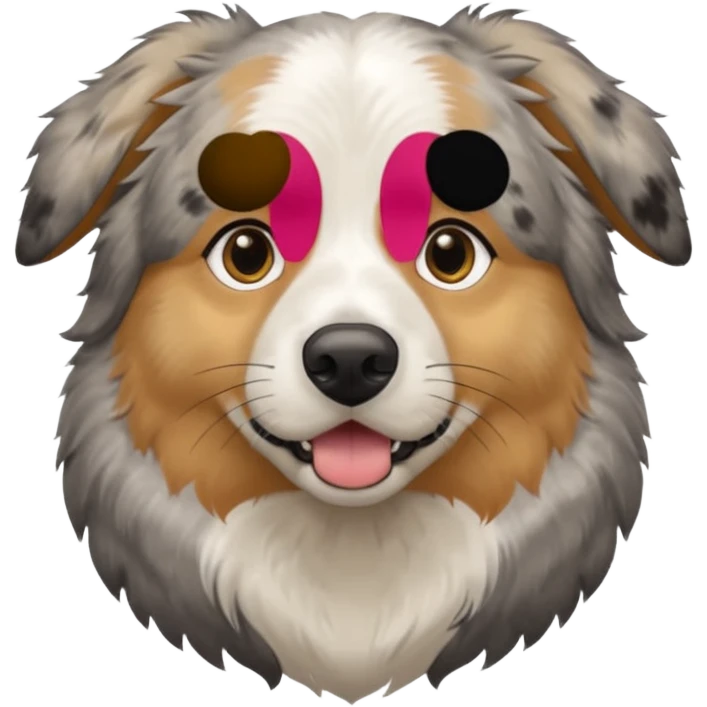 Australian Shepherd golden retriever tan eyebrows around nose and mouth black and speckled grey fur on chest. emoji