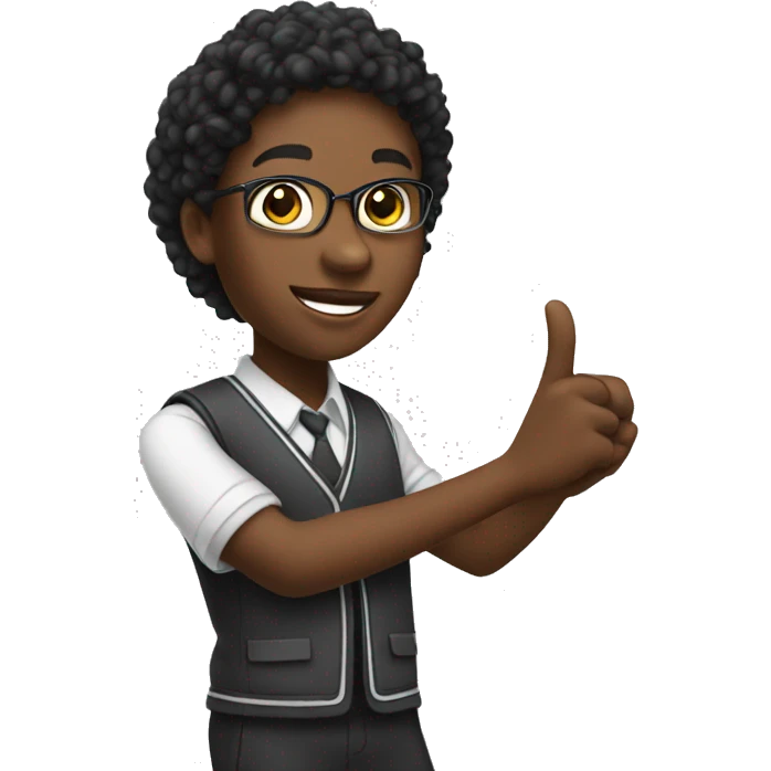 black middle school student raising hand emoji