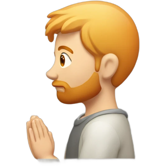 man with orange beard and short blond hair as he praying  emoji