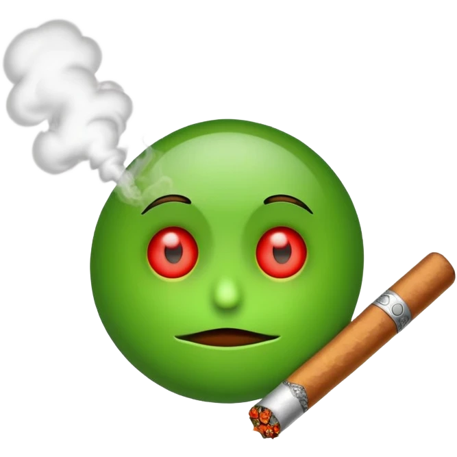 Emoji with red eyes smoking a blunt emoji