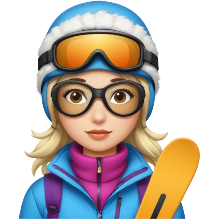 Winter clothes girl with skiing glasses potraiot  emoji