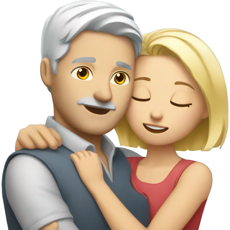 White man - grey hair - hugs blonde girl with eyes closed  emoji