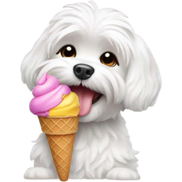 Maltese eating ice cream emoji