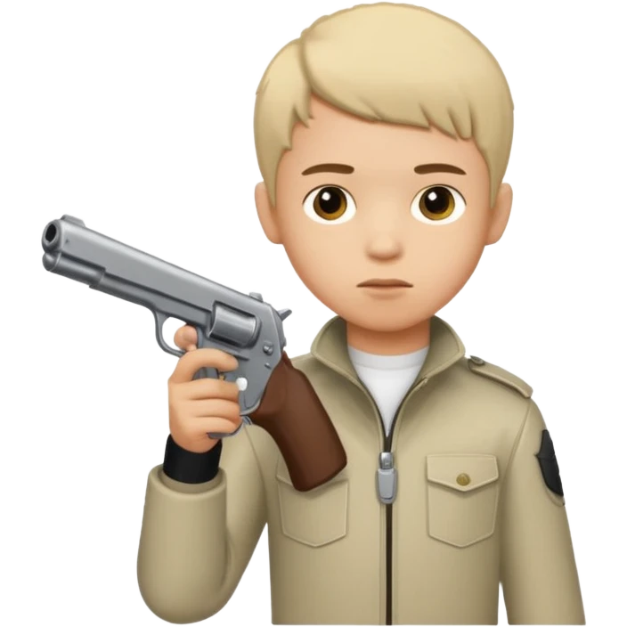 boy with an Edgar haircut holding a gun, side view emoji