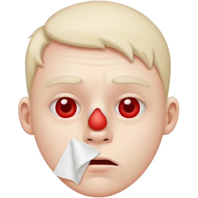 sick person with tissue on nose, fever and red nose. emoji
