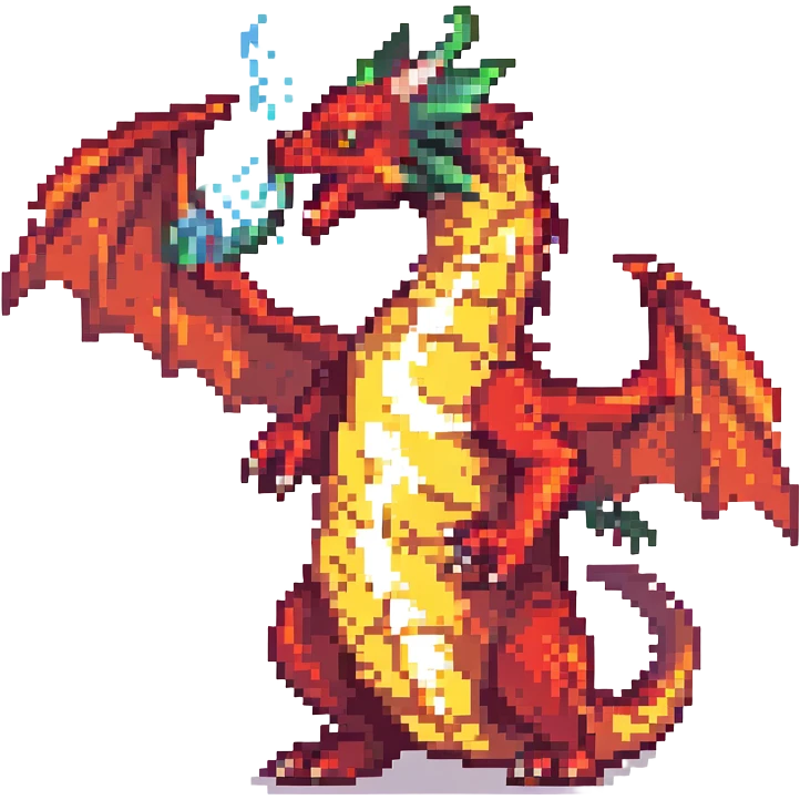 red dragon breathing fire pixel art emoji