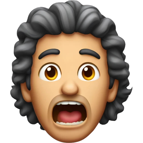 Curly mexican mullet man gasping  emoji