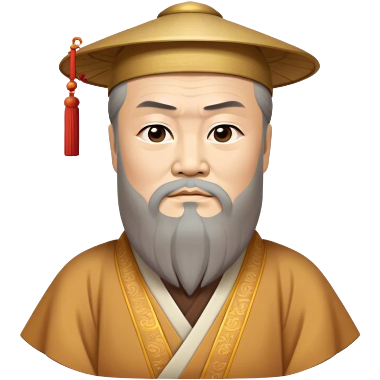 Cinematic Realistic Confucius Portrait Emoji, depicted as a wise ancient philosopher in traditional robes with a serene, contemplative expression, rendered with soft timeless textures and harmonious natural lighting that captures his enduring wisdom. emoji