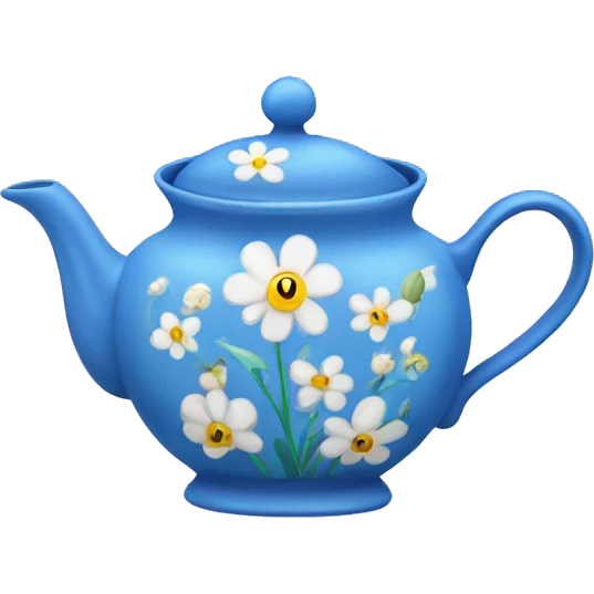 Blue Teaport with flowers print emoji