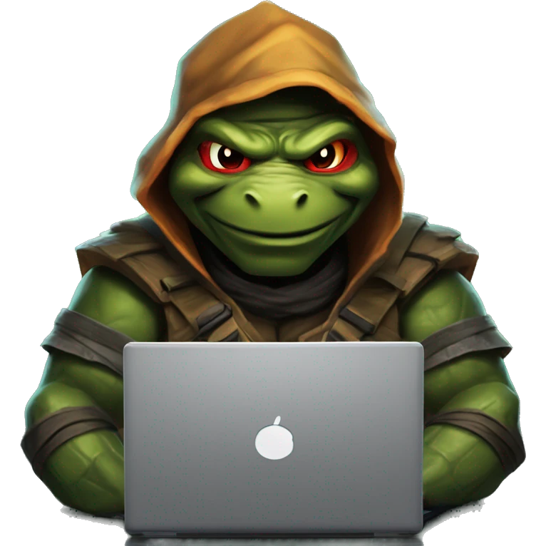Splinter from the ninja turtle playing dota 2 on a laptop  emoji