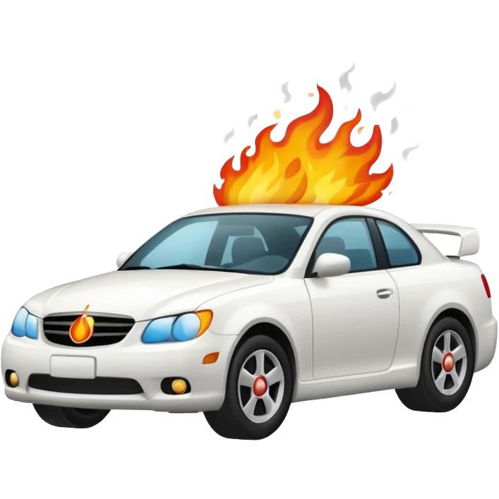 white captur car catching fire on the background  emoji
