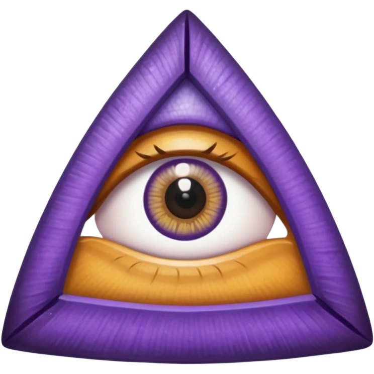 A triangle with a mix of colors as a border and a purple inside with an eye in the middle emoji