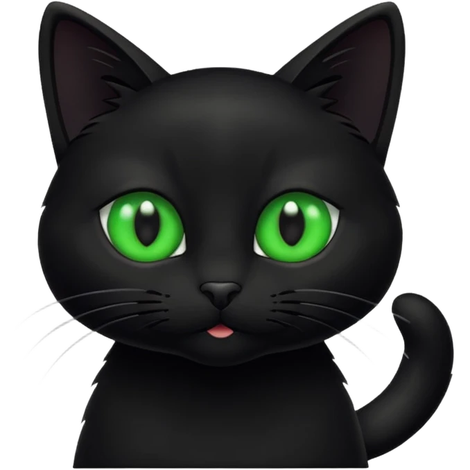 Small black cat with green eyes emoji