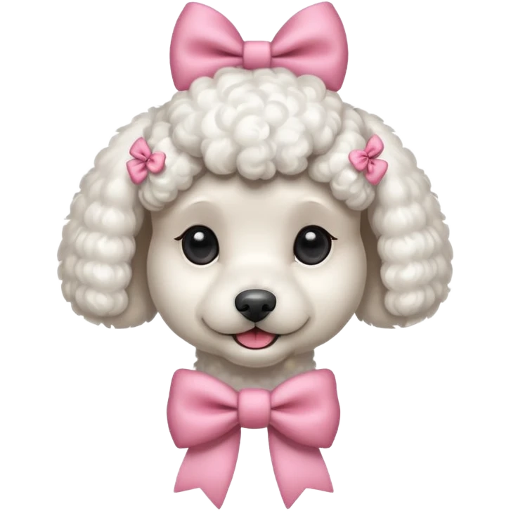 Cute white poodle wearing a bow emoji
