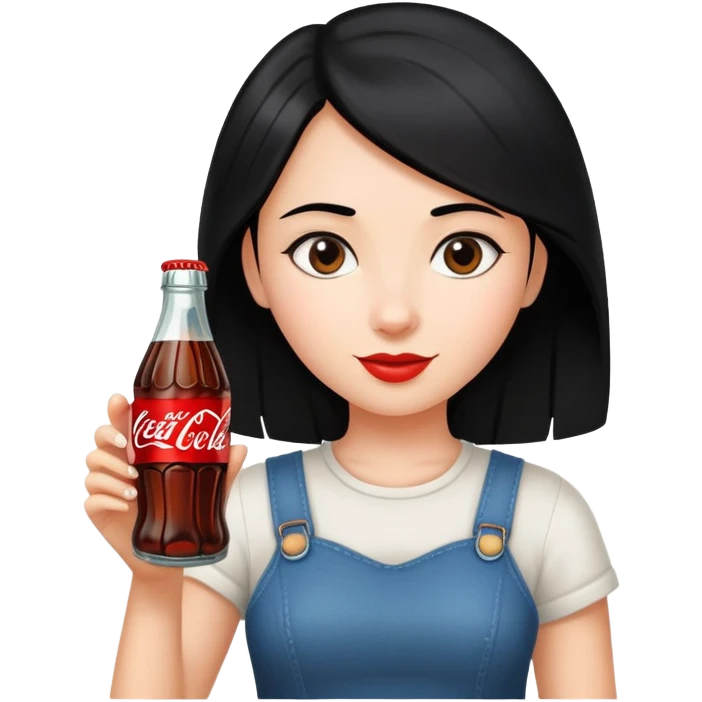 girl with black hair holding a coca cola bottle emoji