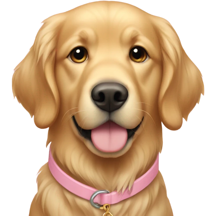 a golden retriever with a light pink collar  emoji