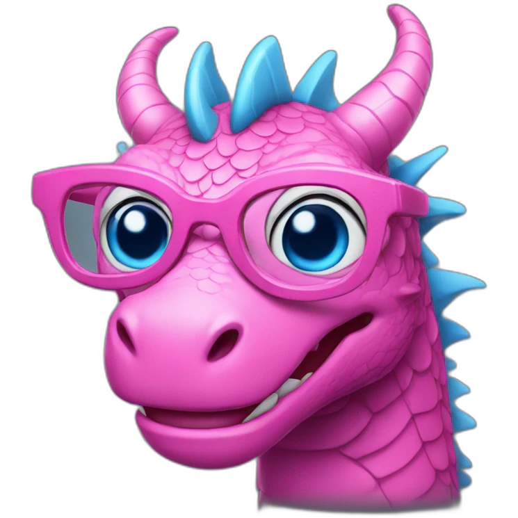 pink dragon with blue eyes glasses emoji