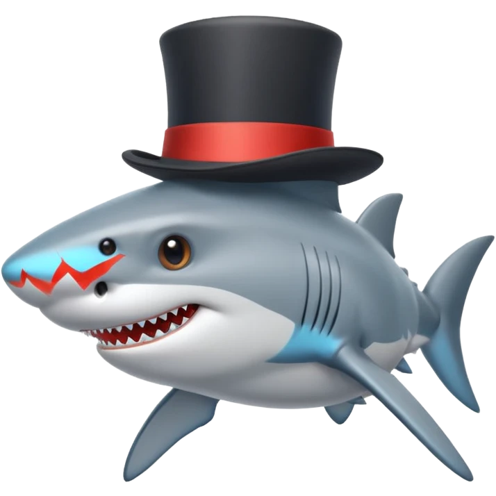Shark with a top hat emoji