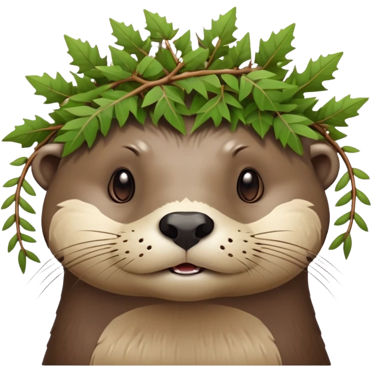 confused otter face with thorny brambles directly wrapped around its head, no crown shape, just thorny branches encircling the face emoji
