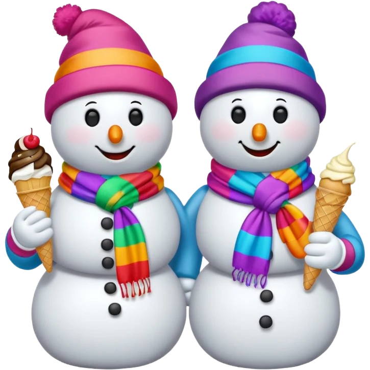 snowmen with ice cream emoji