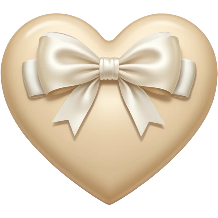 light beige heart with white bow emoji