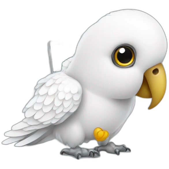 white parrot with a phone emoji