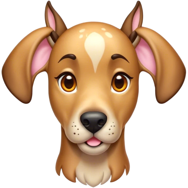 Cinematic Cute Fawn Great Dane Portrait Emoji, Head tilted playfully and inquisitively, showcasing a glossy fawn Fur with a subtle luster, round, sparkling amber eyes filled with curiosity, Simplified yet irresistibly adorable features, highly detailed, glowing with a warm, friendly glow, high shine, affectionate and gentle, stylized with a touch of whimsy, bright and endearing, soft glowing outline, capturing the essence of a mischievous yet loving pup, so playful it feels like it could lumber out of the screen and into your arms! emoji