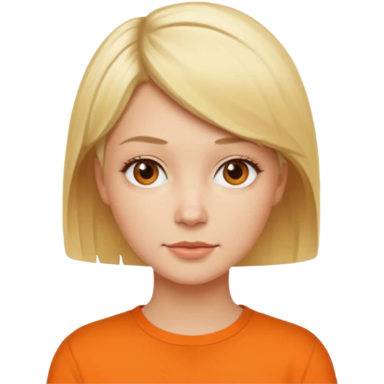 blond short hair woman with orange shirt emoji
