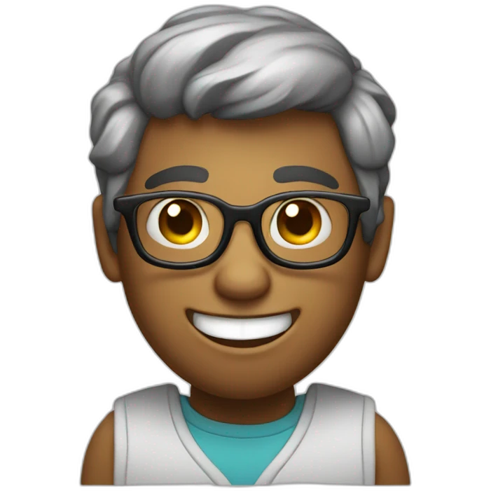 A nerd with glasses and big teeths and with a finger  emoji