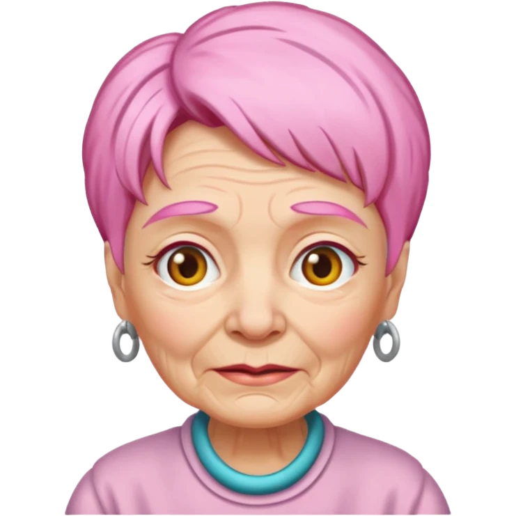 pink haired grandma with wrinkles emoji