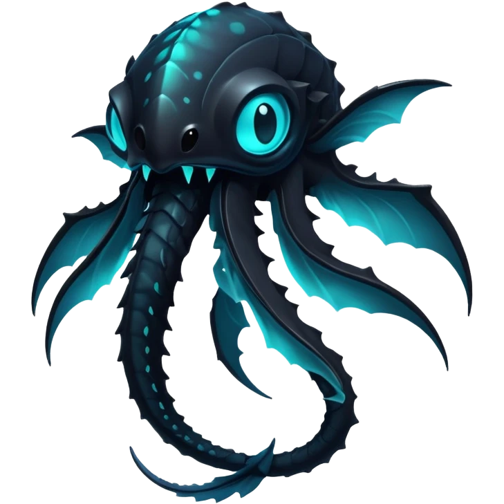 Black Dark Nocturnal Neon-glowing Abyssal Nightly Abyss-Fakémon-Creature emoji