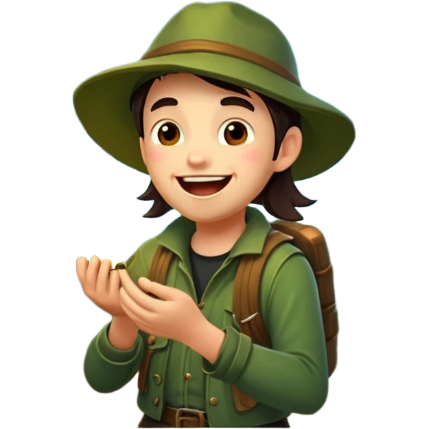forest rogue laughing while fireflies scatter emoji