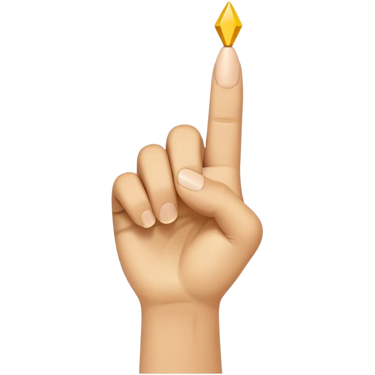 A finger being held up, the finger is yellow and the tip of the pointer finger is brown emoji