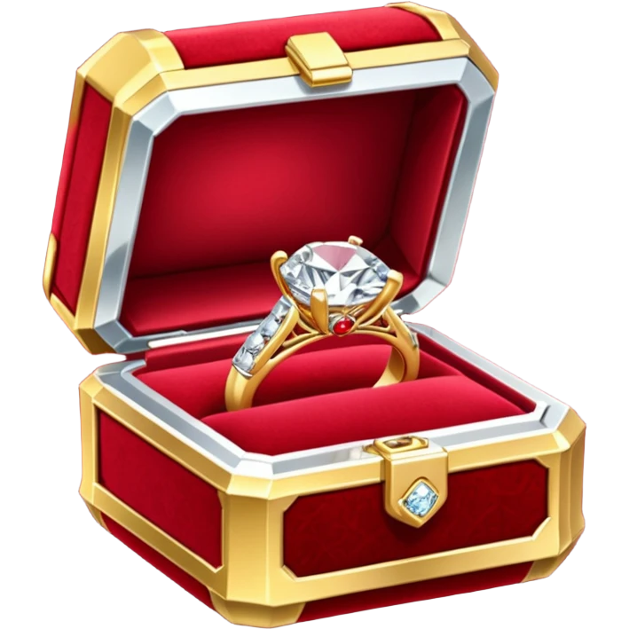 diamond jewelry ring in a red jewelry box emoji