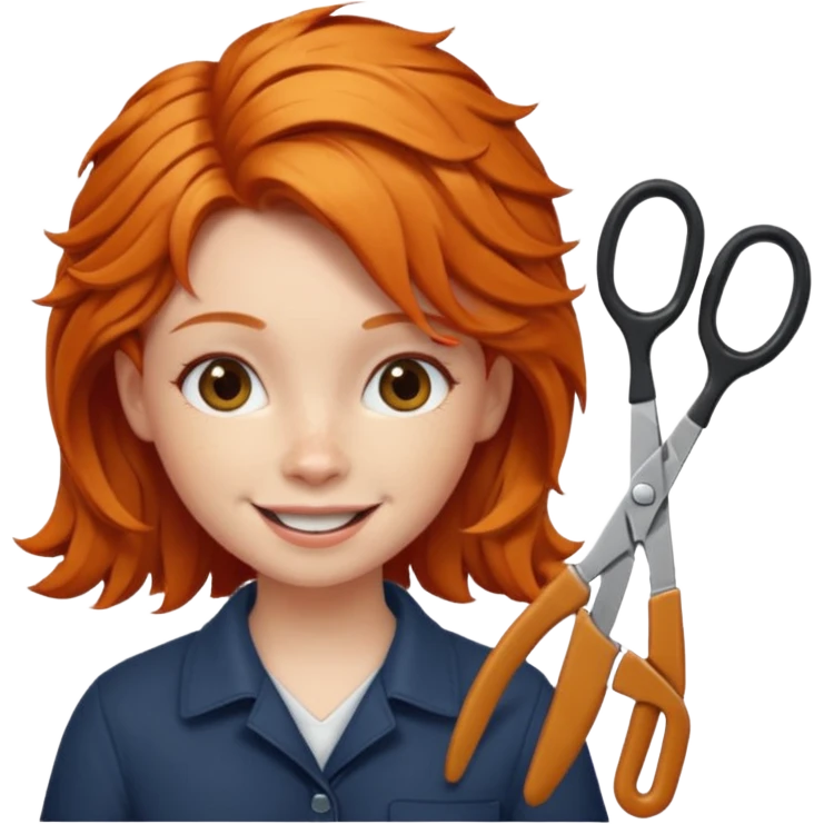 ginger girl whit a scissours in te hair emoji