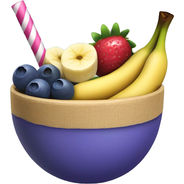Acai bowl straw berry,blue berry and banana  emoji