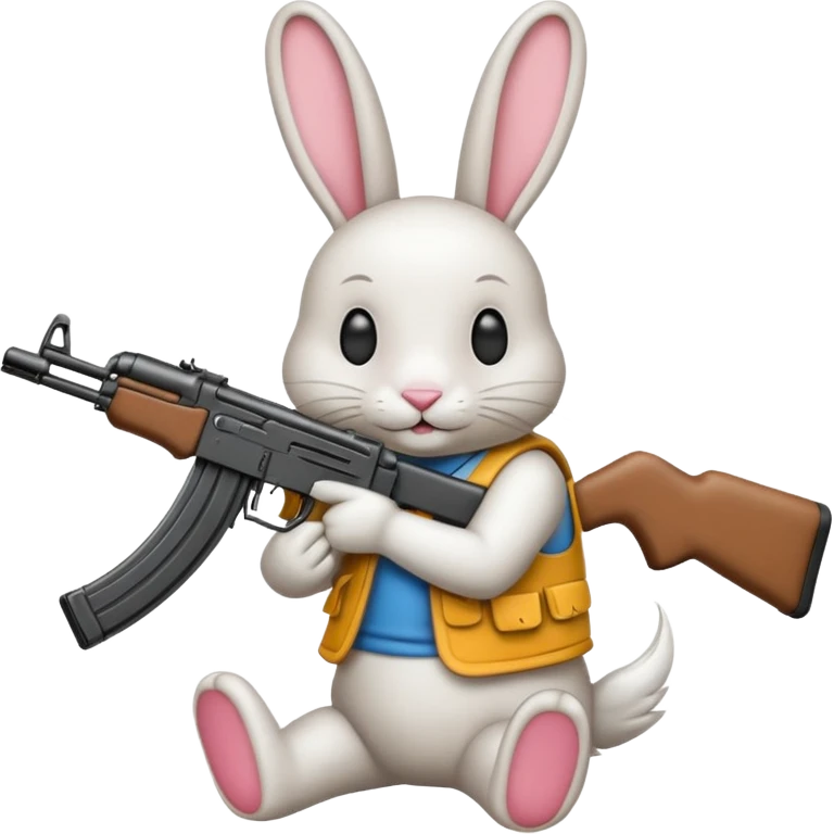 Crea un emoji de un conejo sosteniendo una  Ak47 emoji