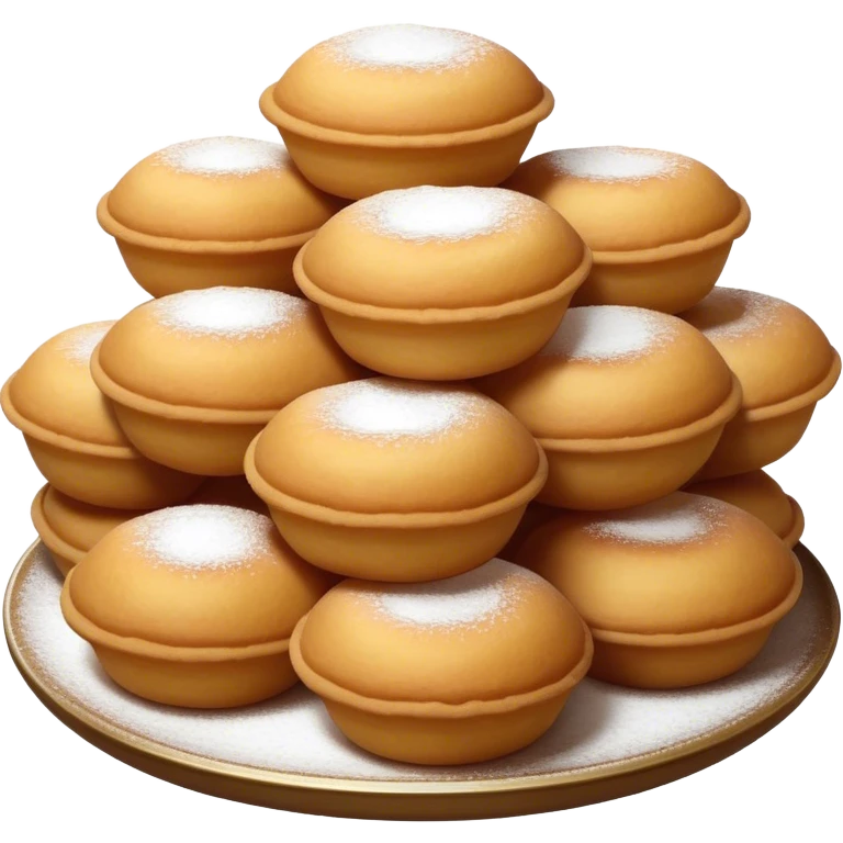Cinematic Realistic image of simple round buñuelos, depicted with a lightly crisp, golden exterior and soft, airy interior, dusted with a subtle layer of powdered sugar and set against a rustic backdrop with warm, inviting lighting. emoji