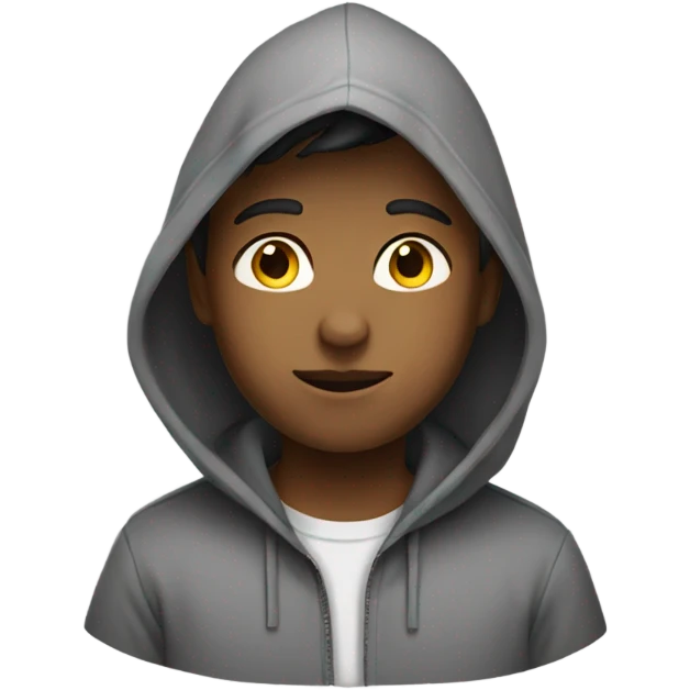 a boy wearing gray hood emoji